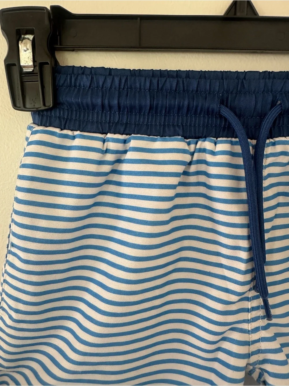Prodoh Boys Blue & White Striped Swim Trunks with Navy Waistband